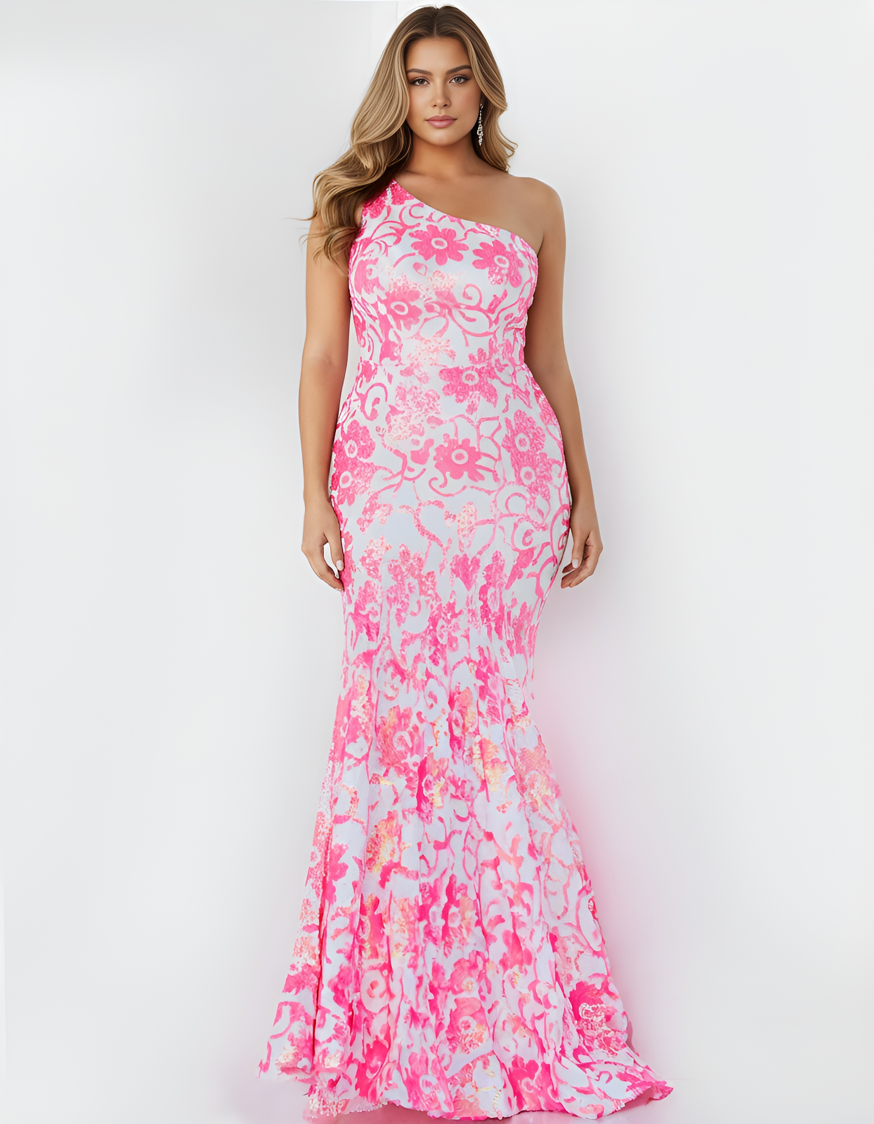 one shoulder embellished mermaid dress 08257