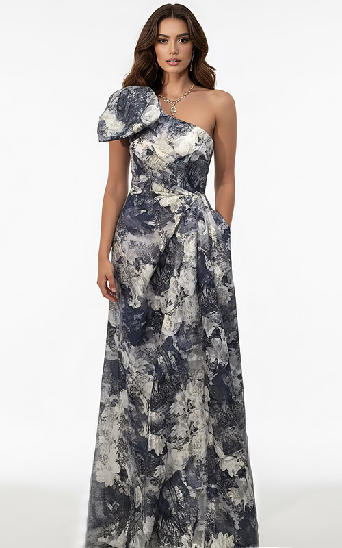one shoulder print dress 25663