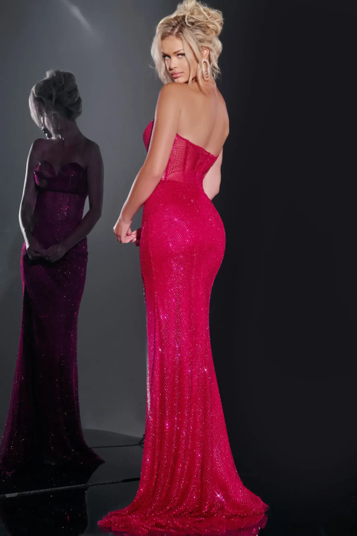 Strapless Embellished Mermaid Gown With Sheer Corset 36684