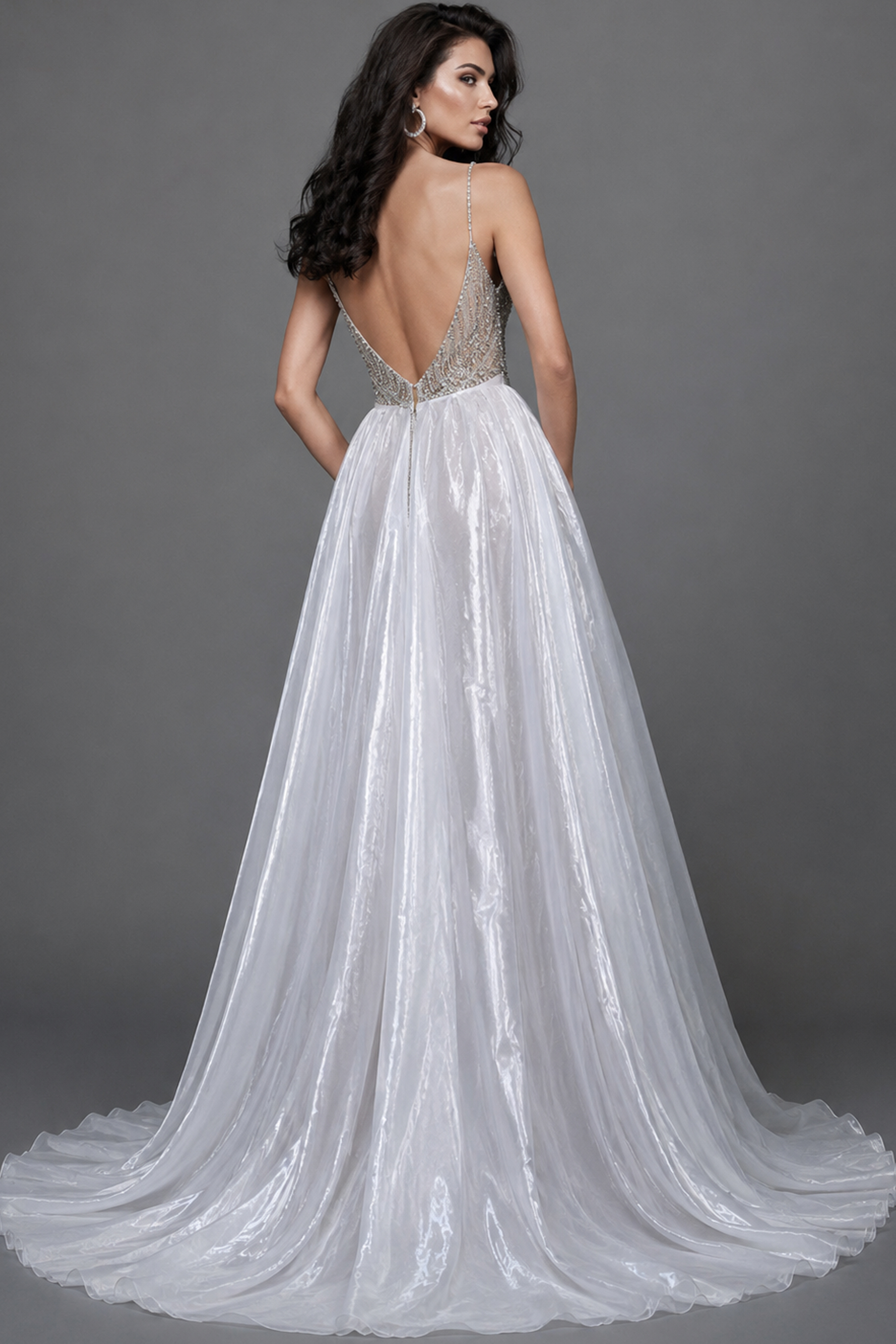 fitted evening gown featuring intricate hand-beaded embellishments