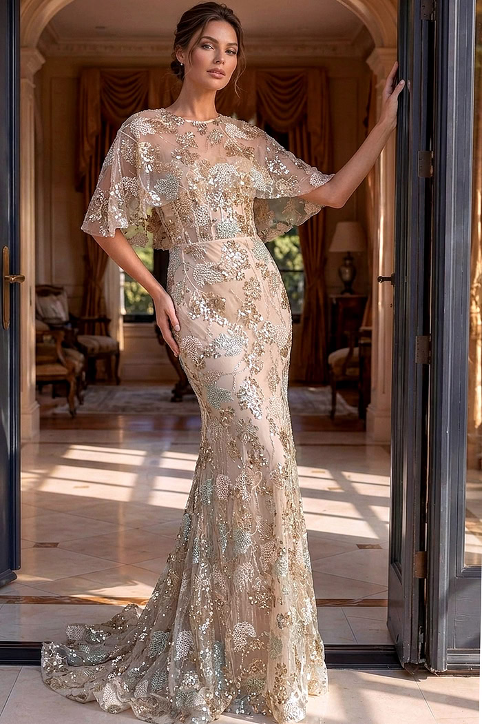 Mermaid gown with floral beadwork