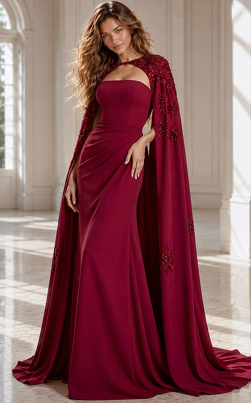 ed formal dress with a sleek column design, sweetheart neckline