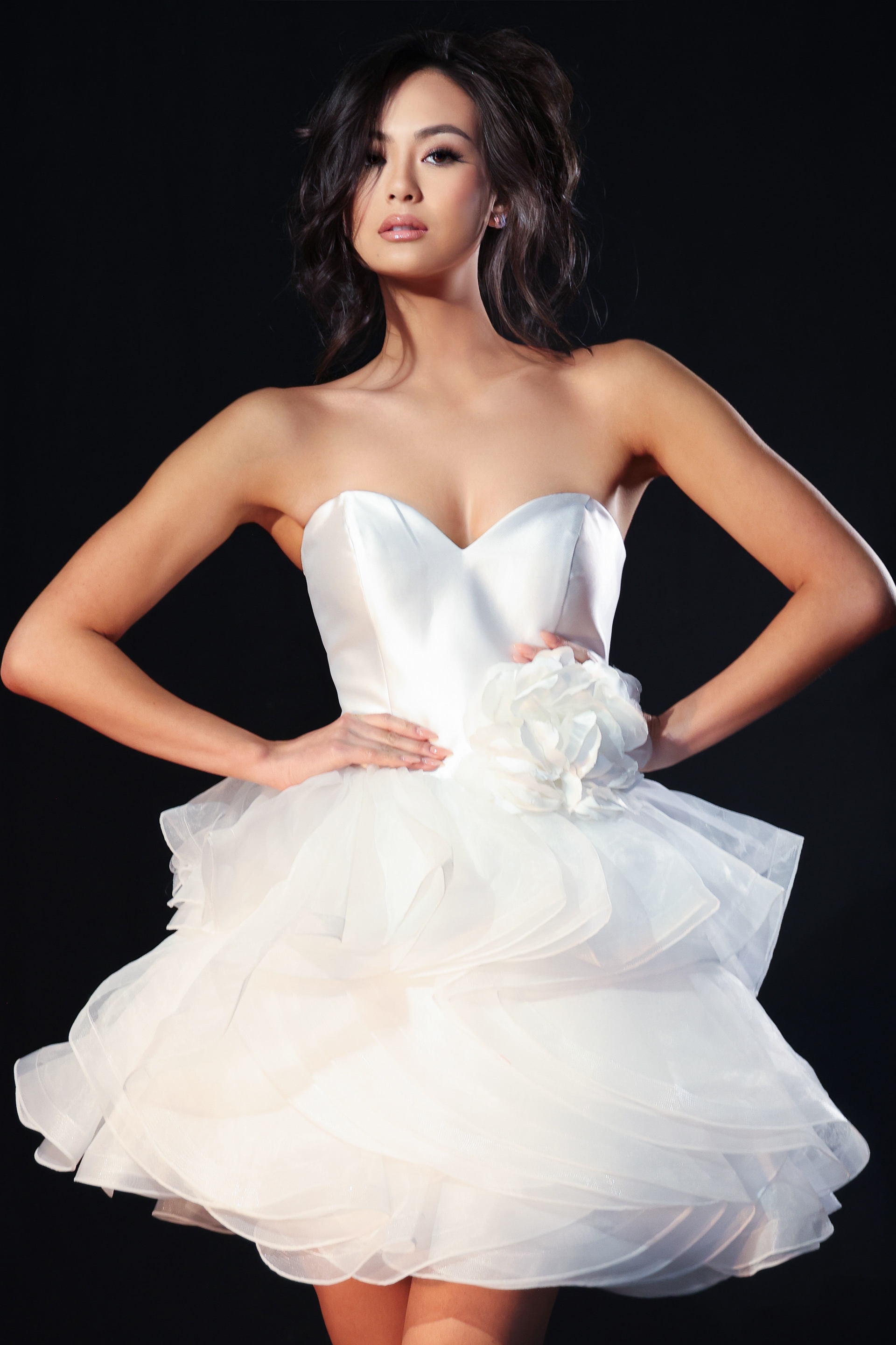 strapless ruffled skirt short dress 40041