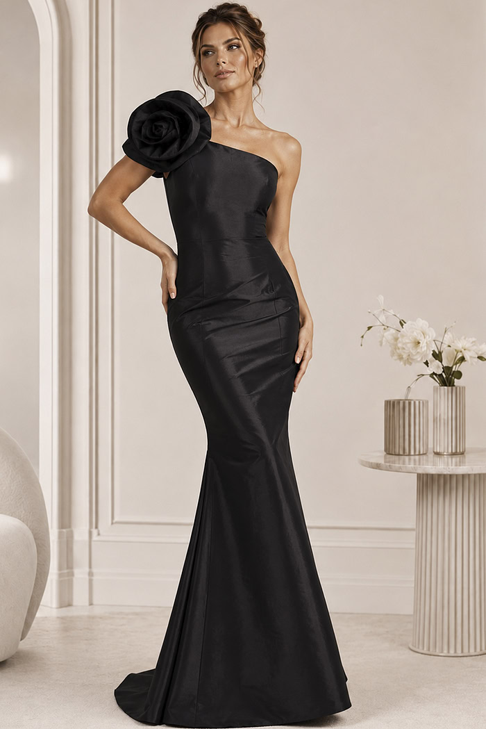 black one shoulder mermaid dress 40206