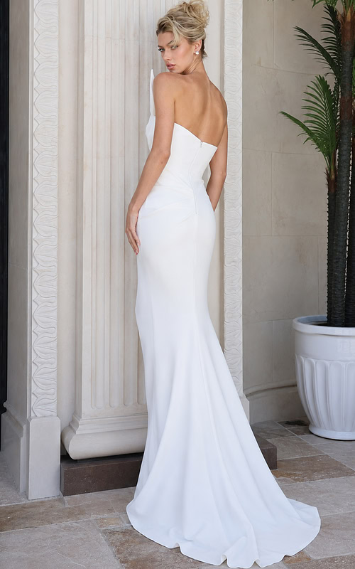 mermaid simple white dress 40301