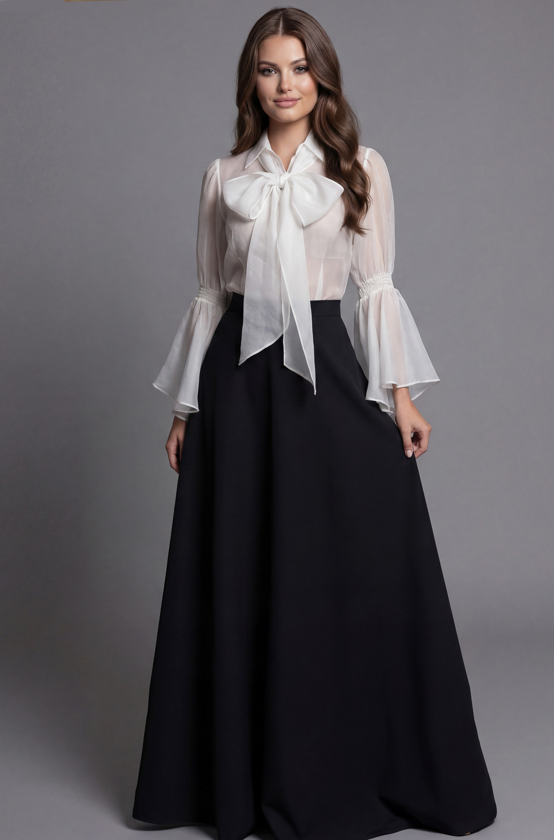 Strapless Deep V Column Gown
