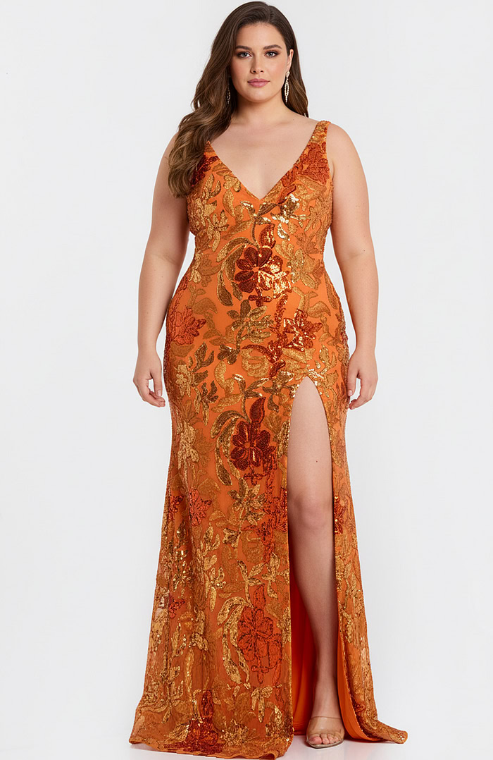 v neckline high slit dress 40757