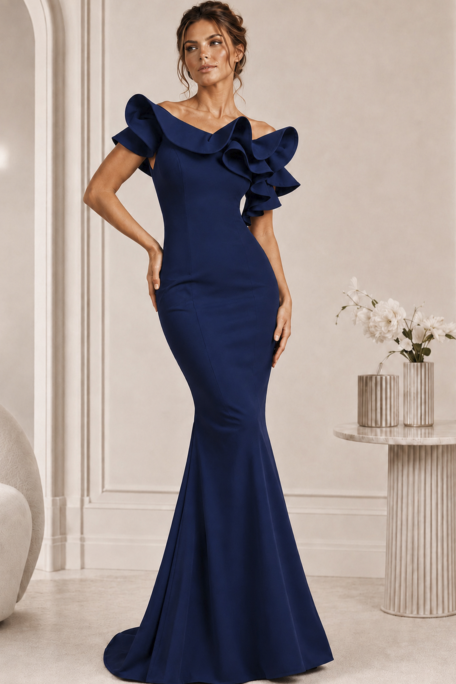 Navy mermaid evening dress 43000