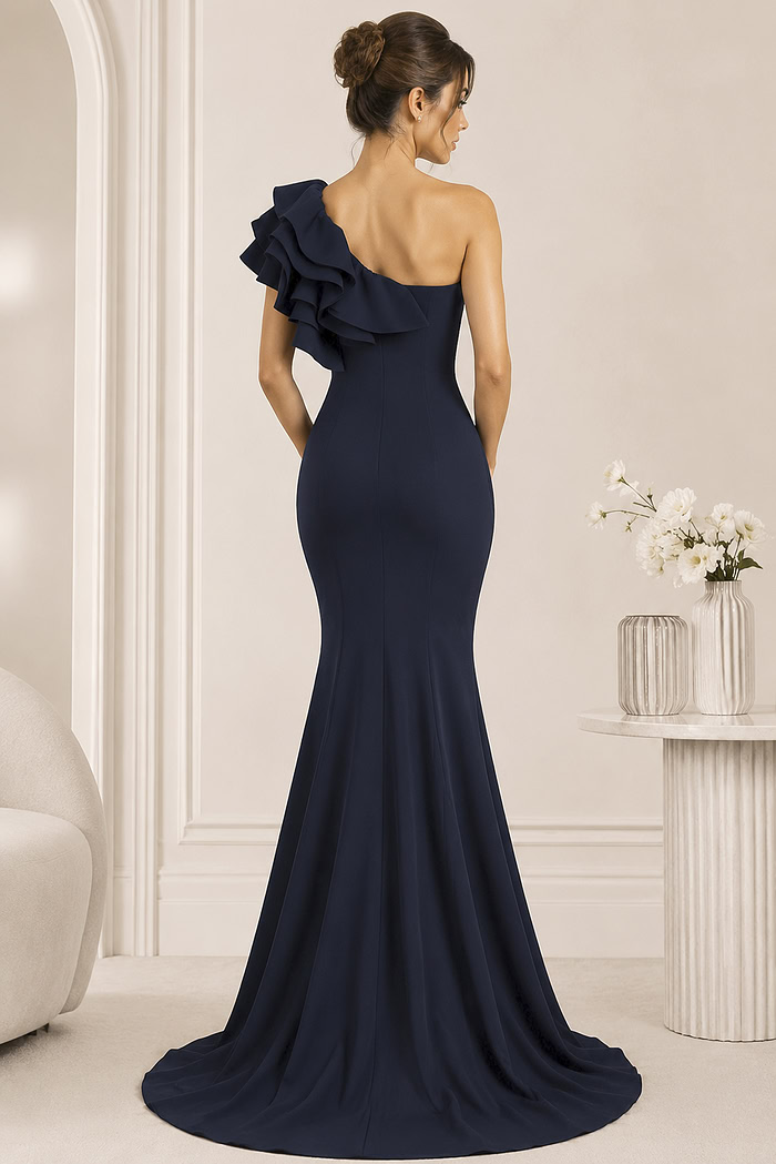 back of one shoulder mermaid dress 43000