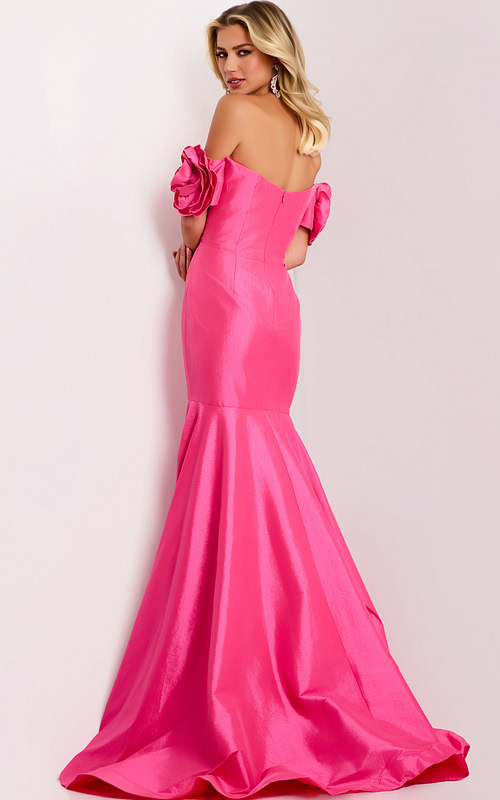 Pink Mermaid Evening Gown Back View