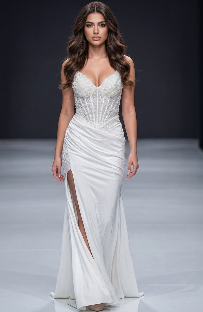 corset bodice white satin dress 43283