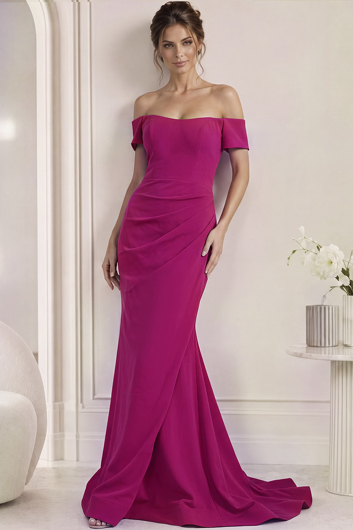 off the shoulder simple crepe dress 43370