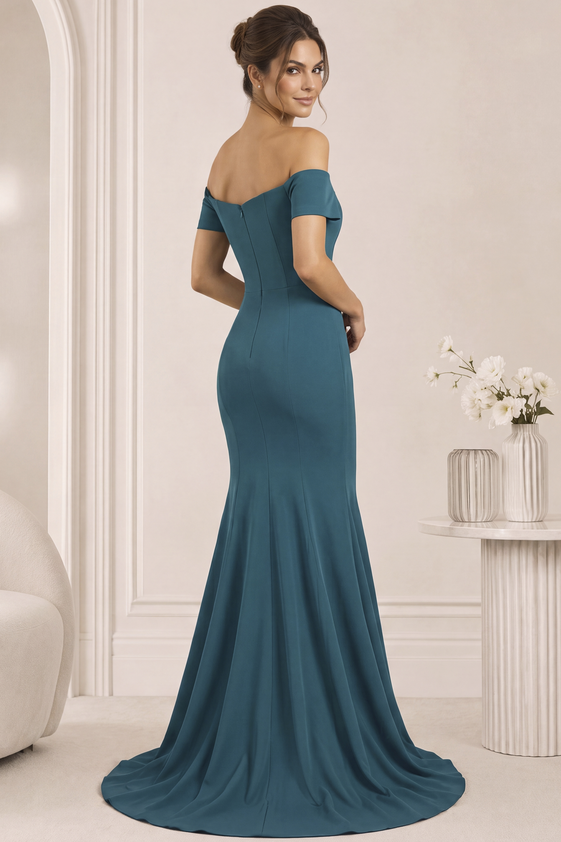 teal mermaid simple dress 43370