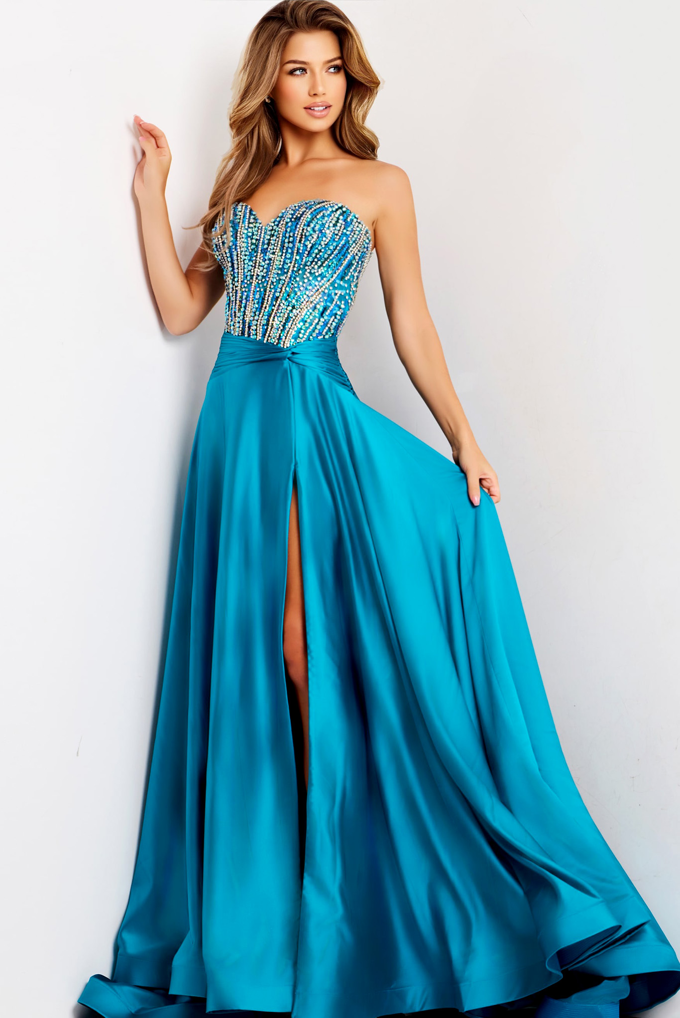 corset bodice satin a line dress 43729