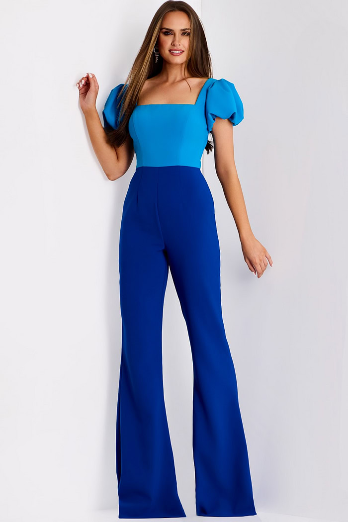 Two Tone Jumpsuit With Ruffle Sleeves