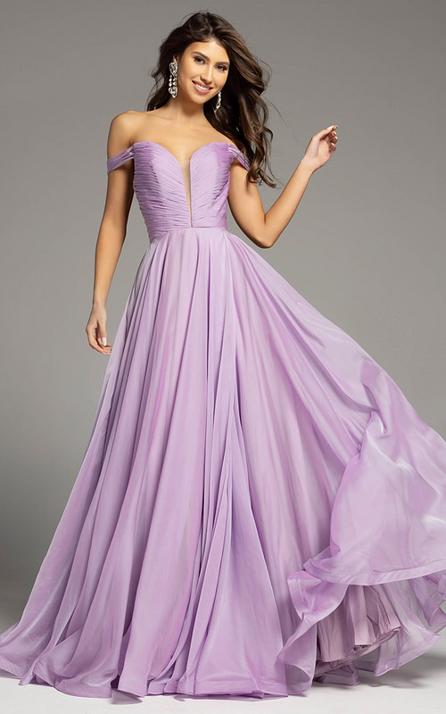 off the shoulder ruched bodice dress 43842