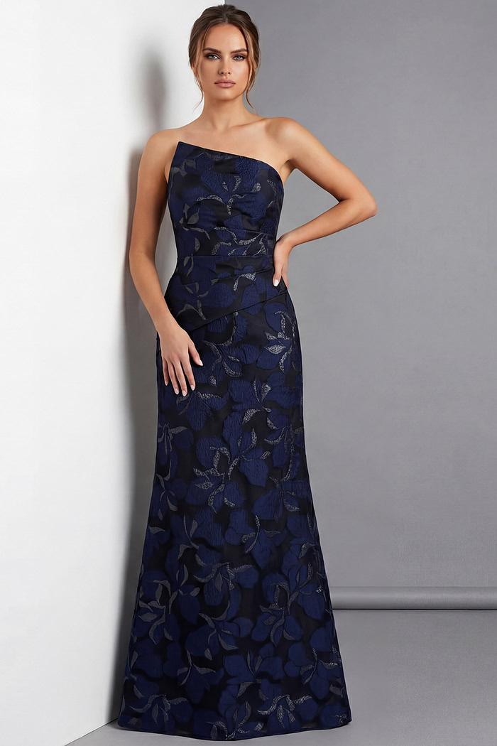 one shoulder navy dress 44370