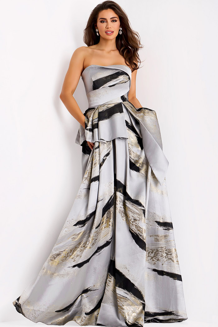 strapless print ball gown 44387