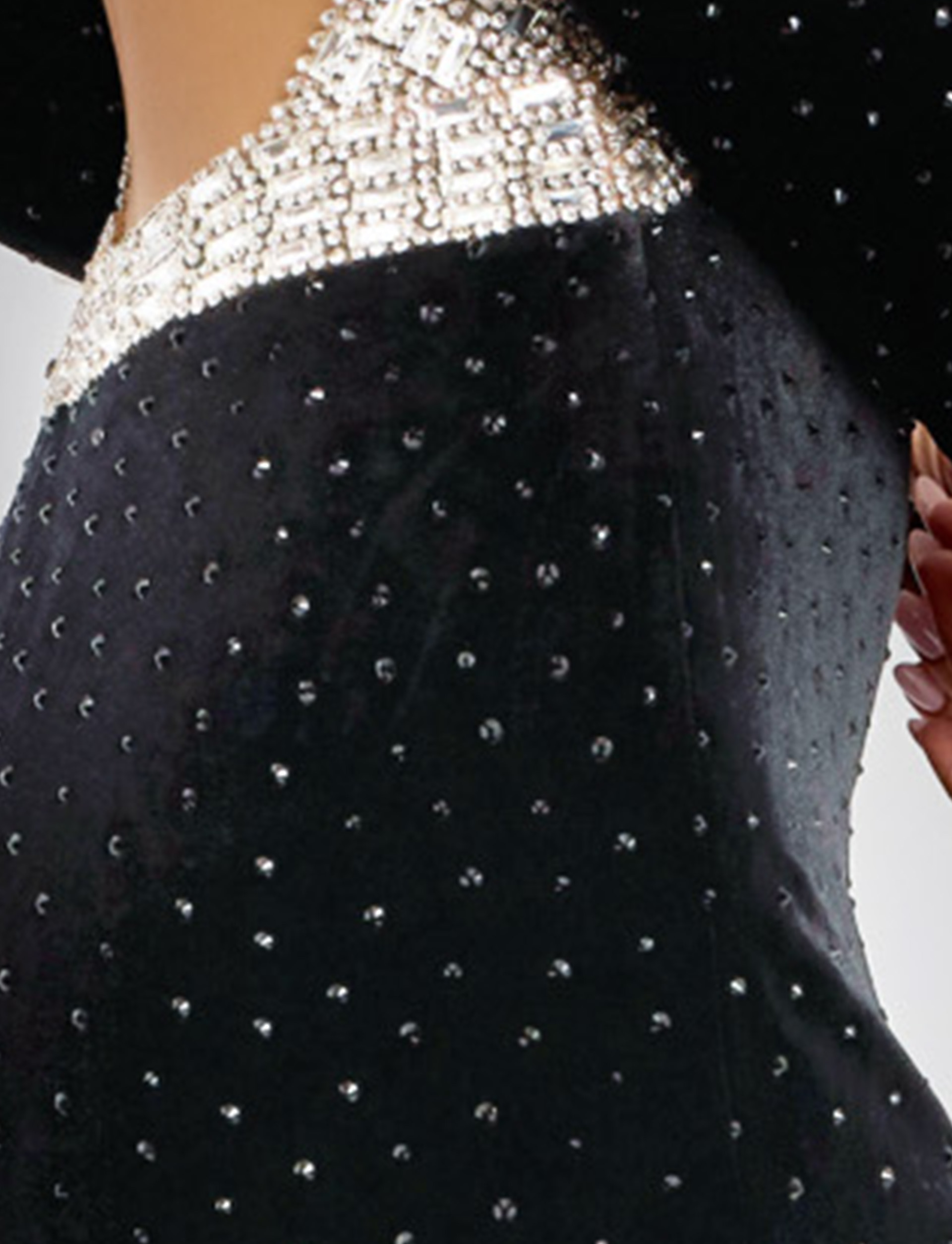 Embellished Long Sleeve Gown with Open Back 44858 - Image 5