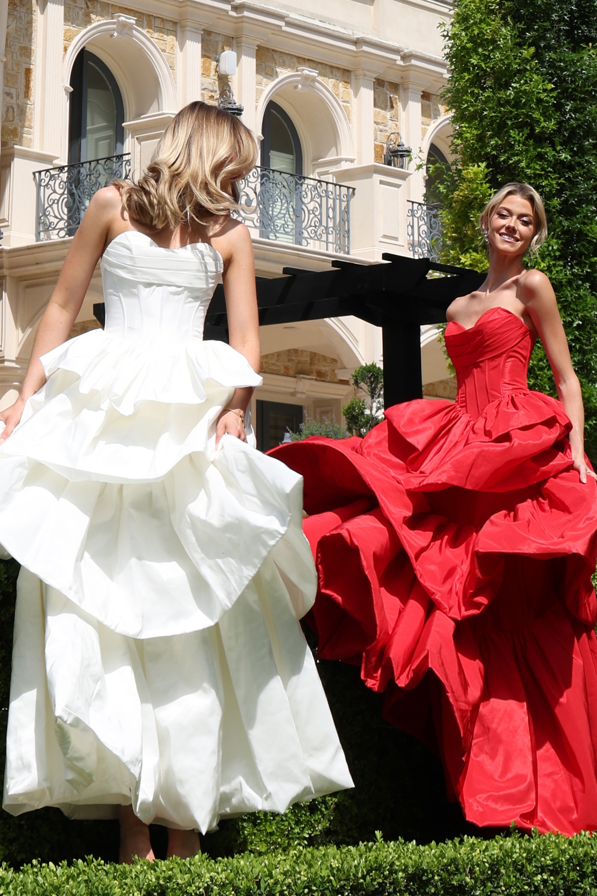White Strapless Tiered Taffeta Ball Gown 45111 - Image 7