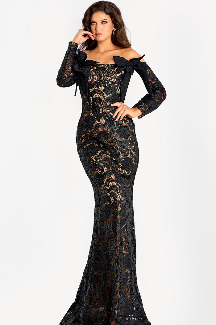 long sleeves lace mother of the bride dress 45345