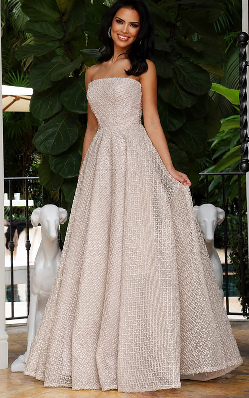 strapless a line cafe beaded dress