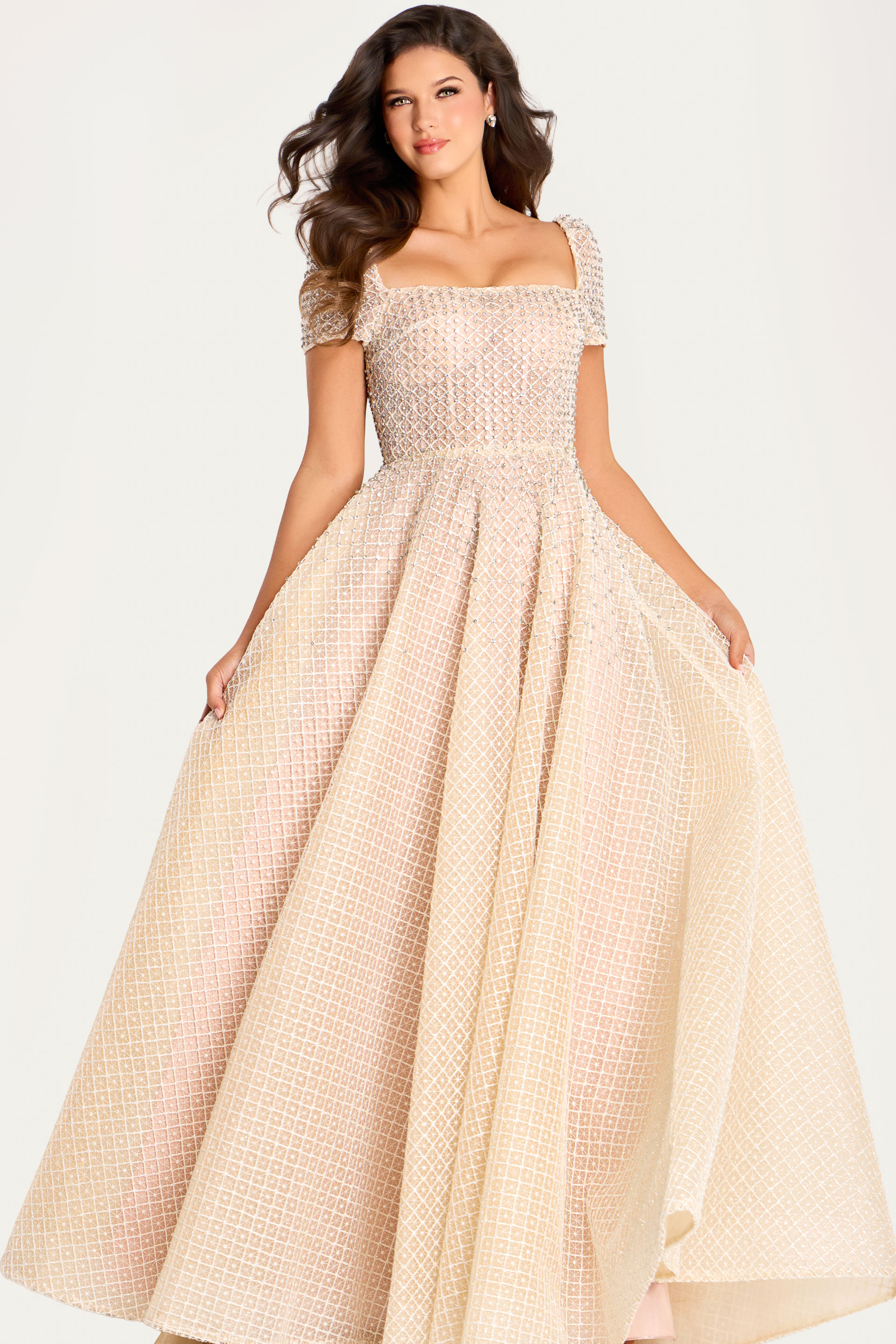 shor sleeves embellished a line dress