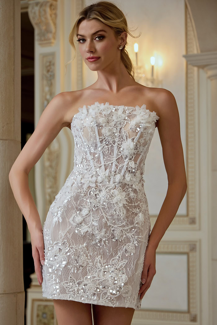 strapless corset short dress 45853