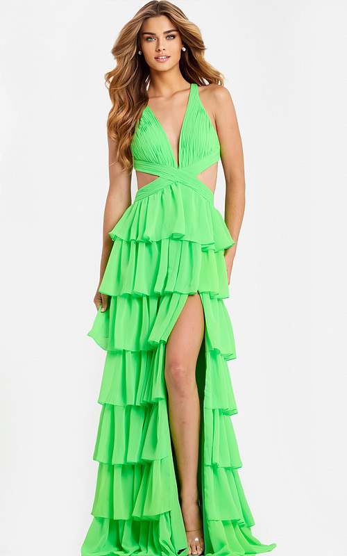 Open Back Layered Ruffle Dress