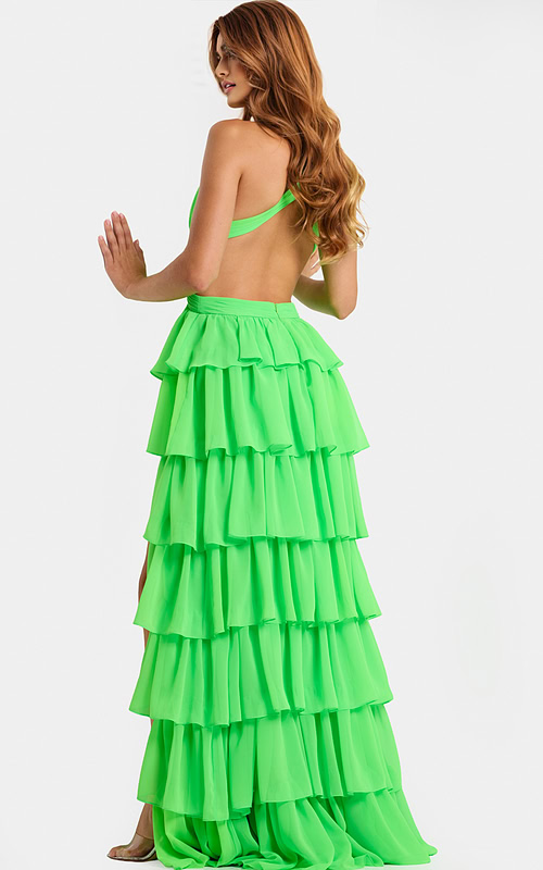 High Slit Tiered Formal Gown