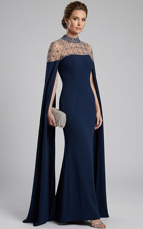 beaded high neck evening dress 46522
