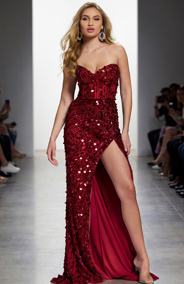 sweetheart neckline strapless beaded dress 46714