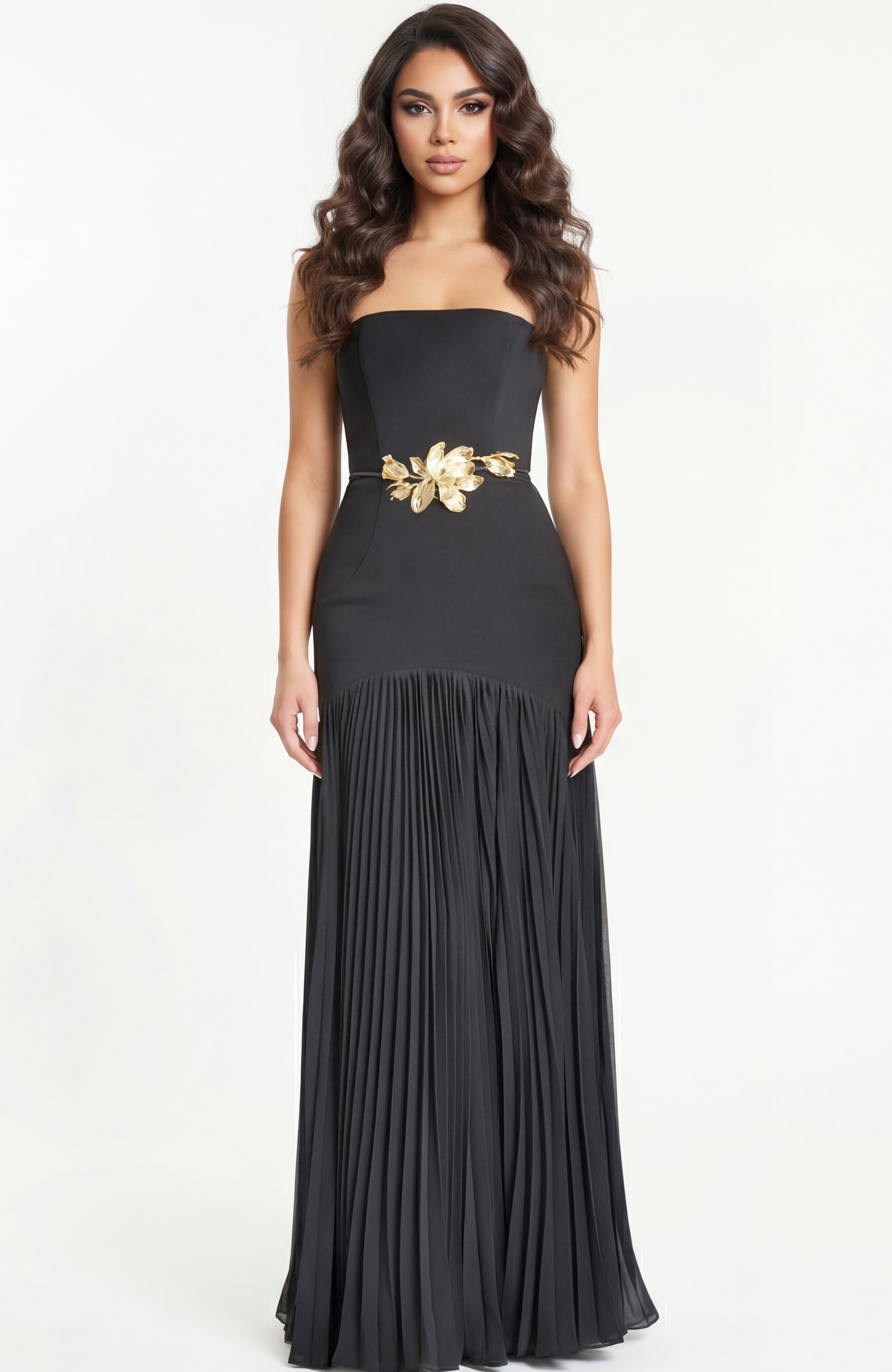 strapless pleated dress 47000