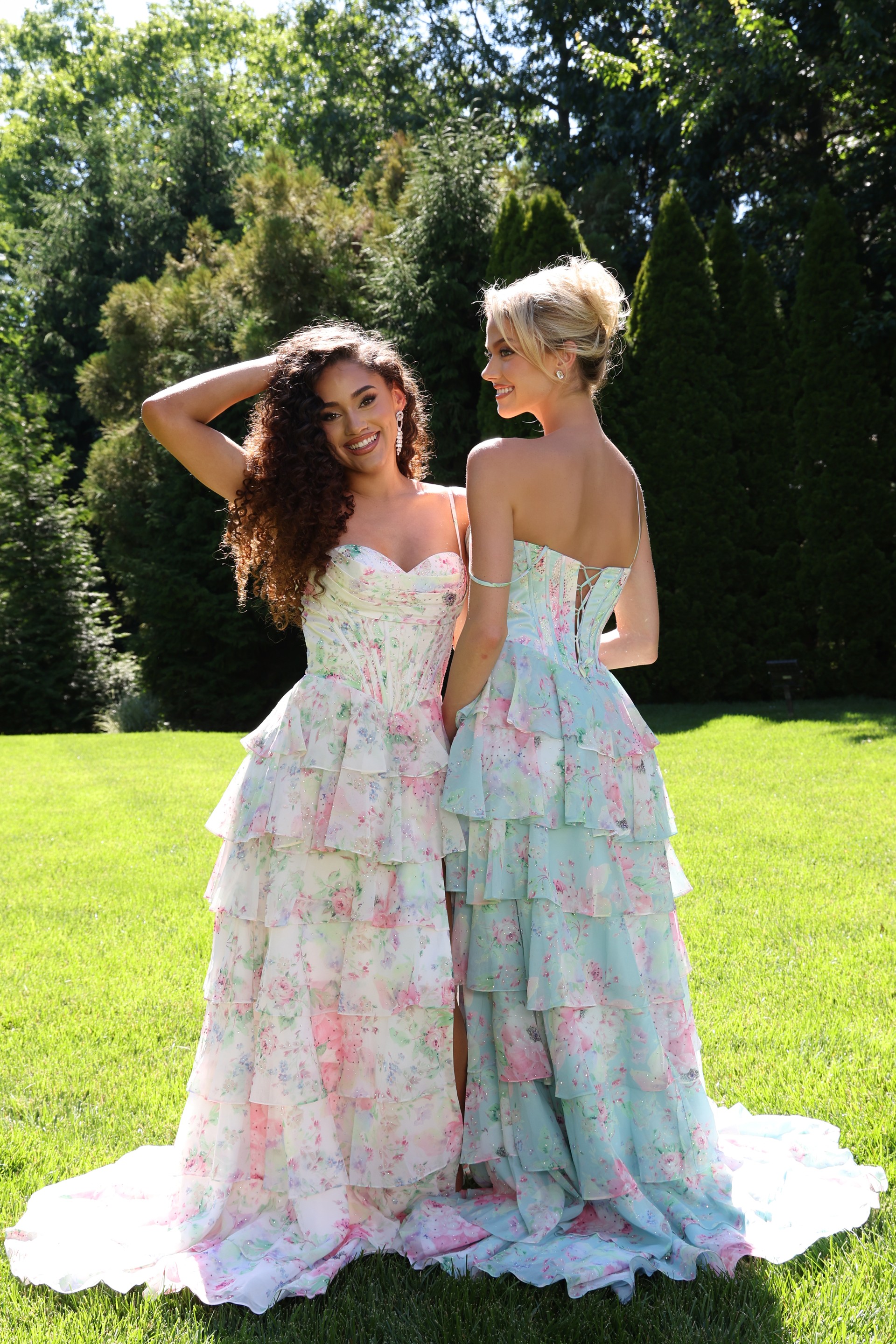 Floral Tiered Dress With Corset Bodice 47282 - Image 9