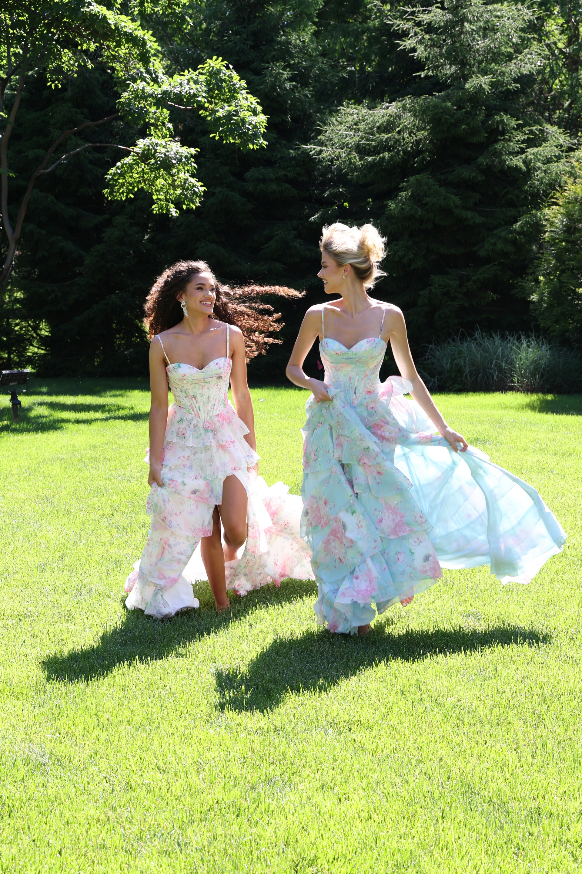 floral tiered ball gown with corset bodice
