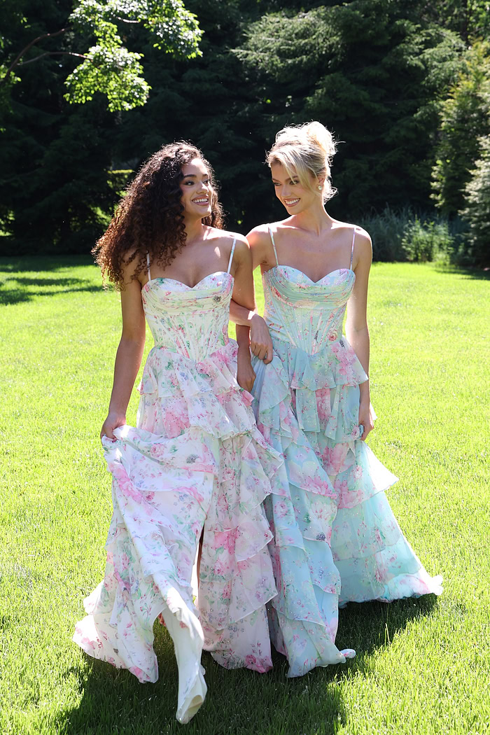 Floral Tiered Dress With Corset Bodice 47282