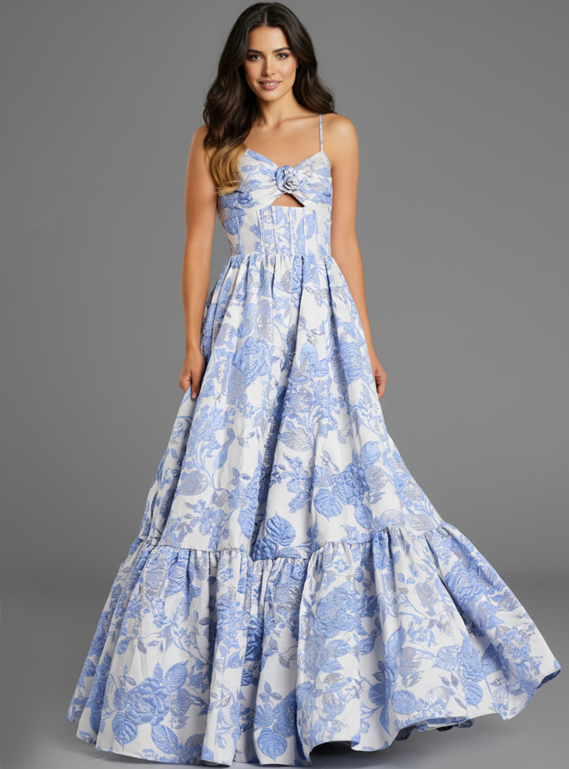 front of blue cut out dress 47328
