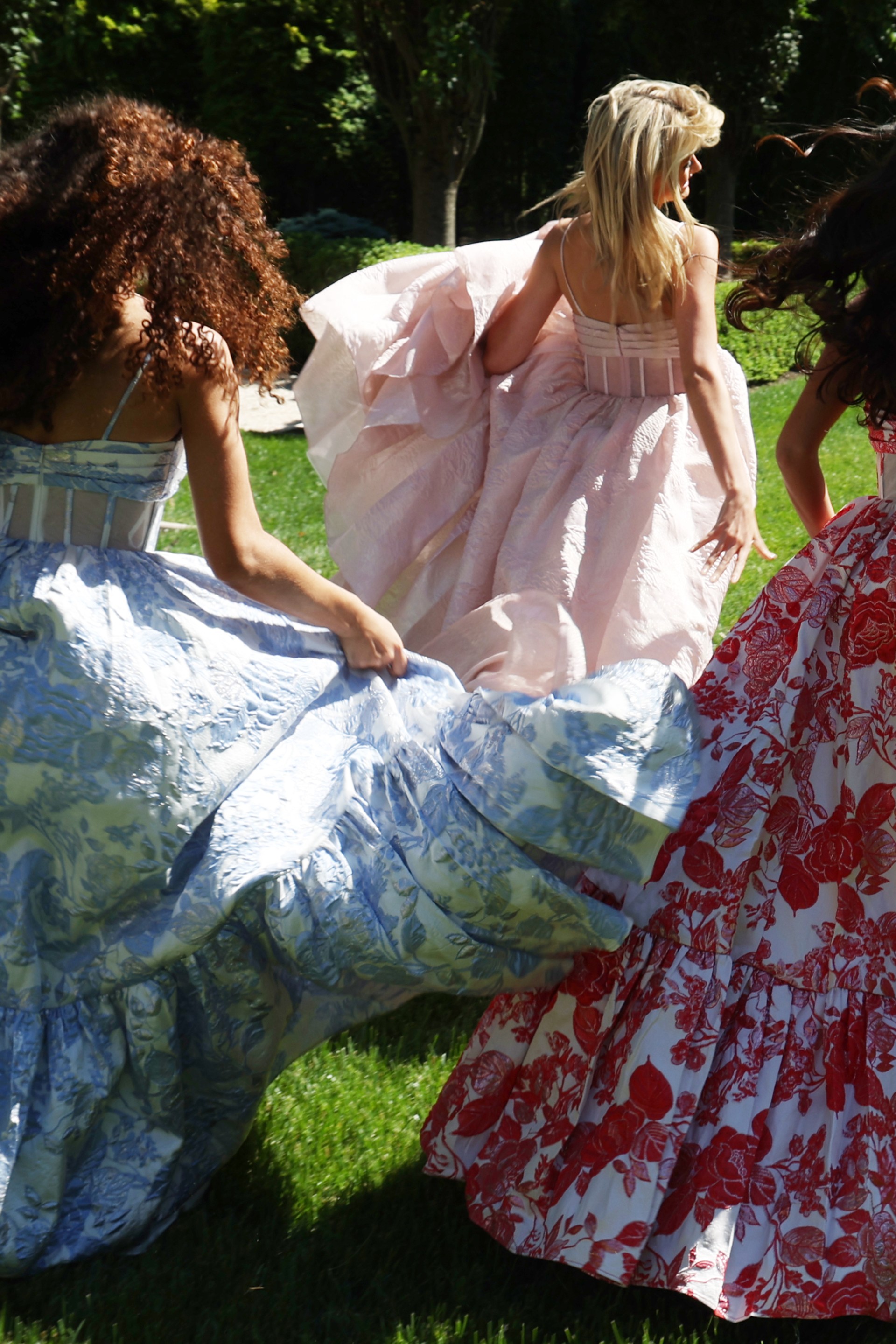 elegant blush pink corset maxi dress with ruffle hem