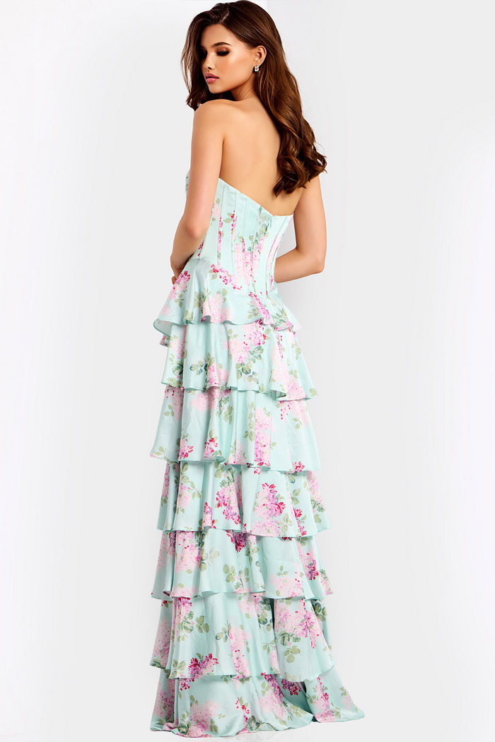 strapless corset bodice floral dress 47579