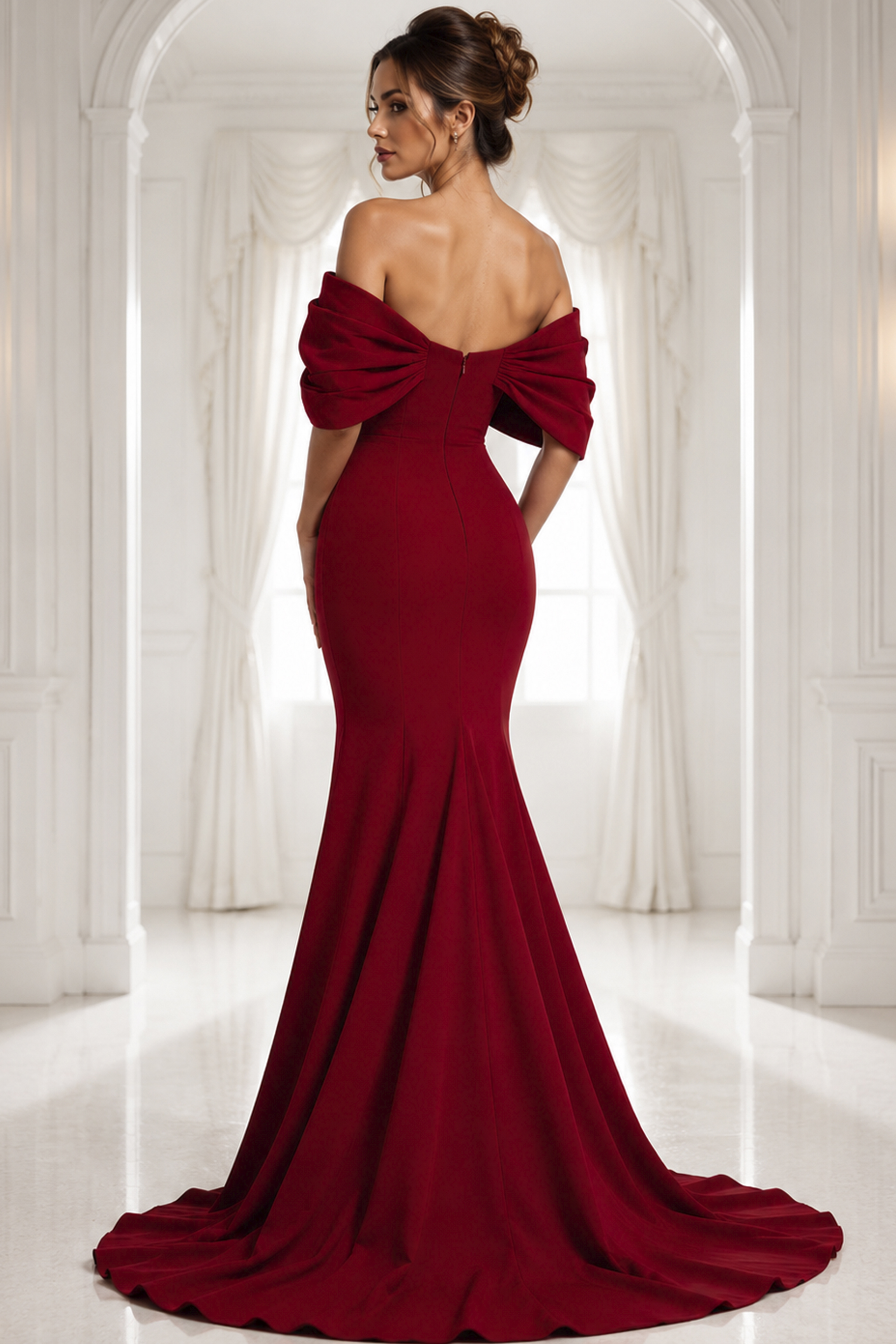 back of off the shoulder mermaid dress 47657
