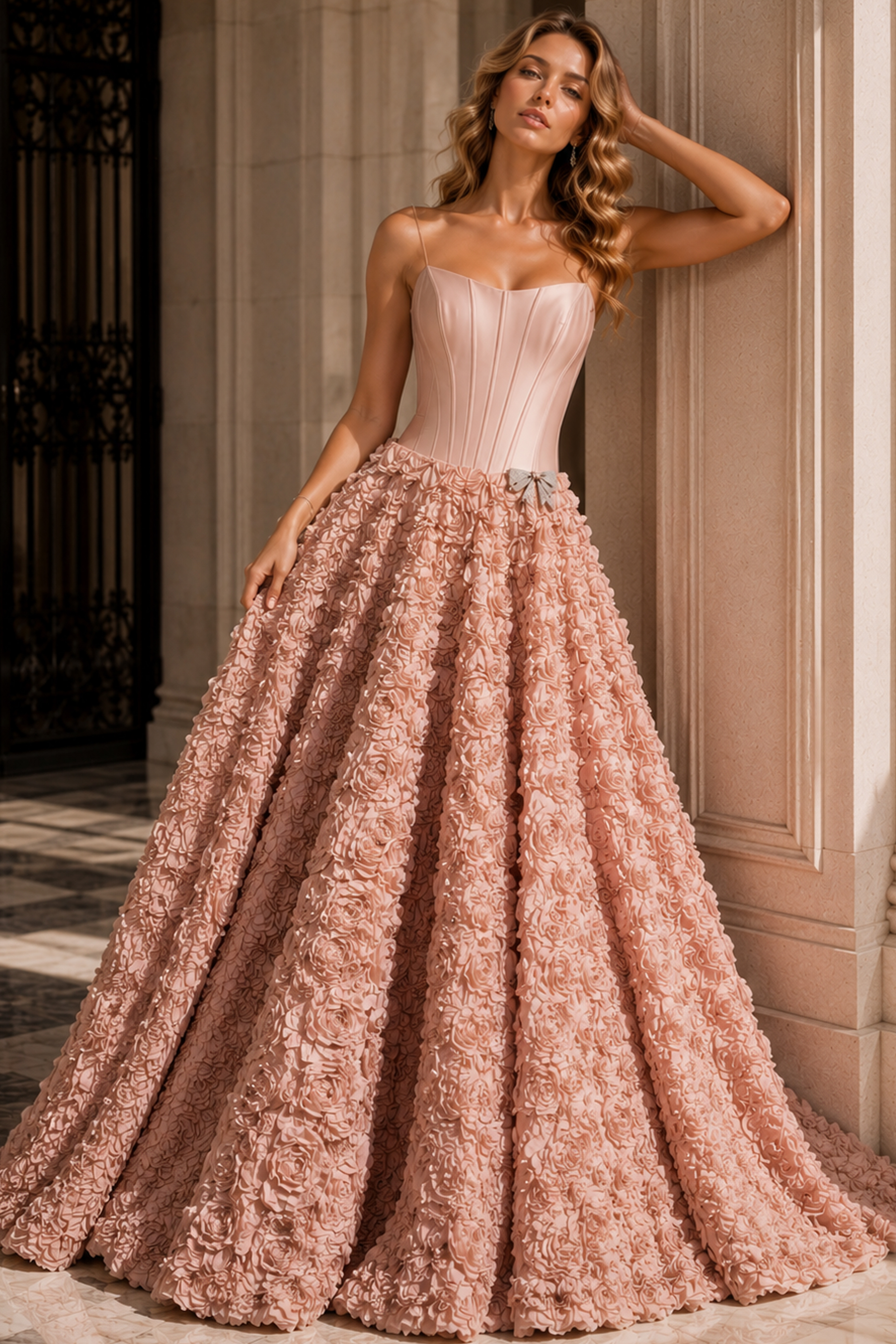 strapless corset bodice blush ball gown 47695