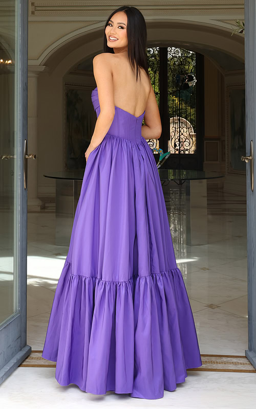 flowy purple simple prom dress 47883