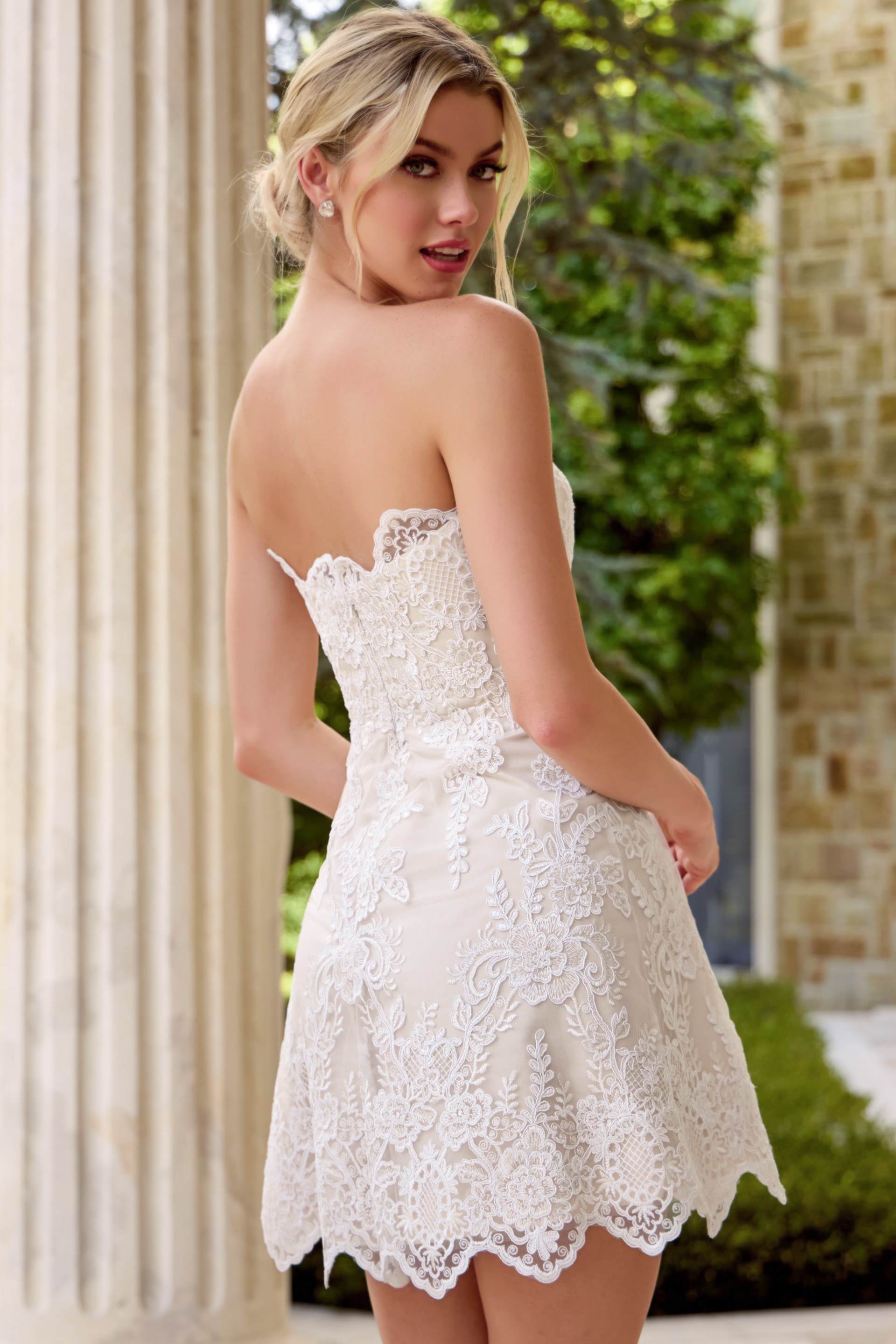 fit and flare strapless short dress 48451