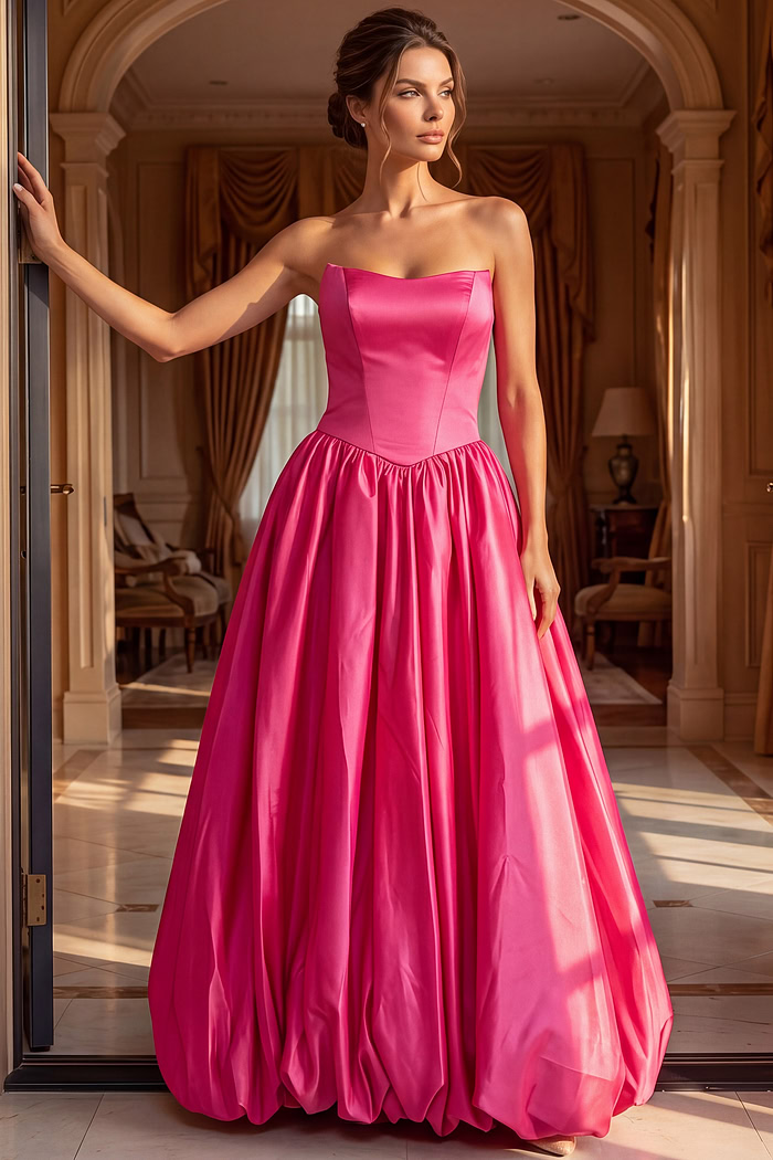 strapless pink fit and flare dress 48482
