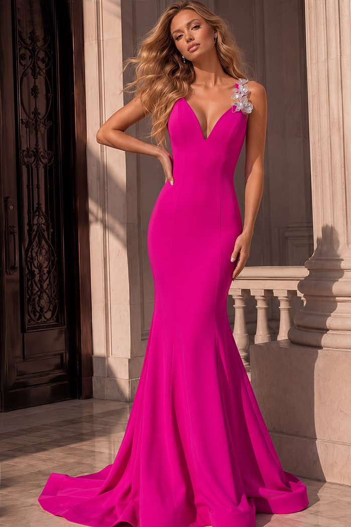 pink jersey mermaid dress 48663