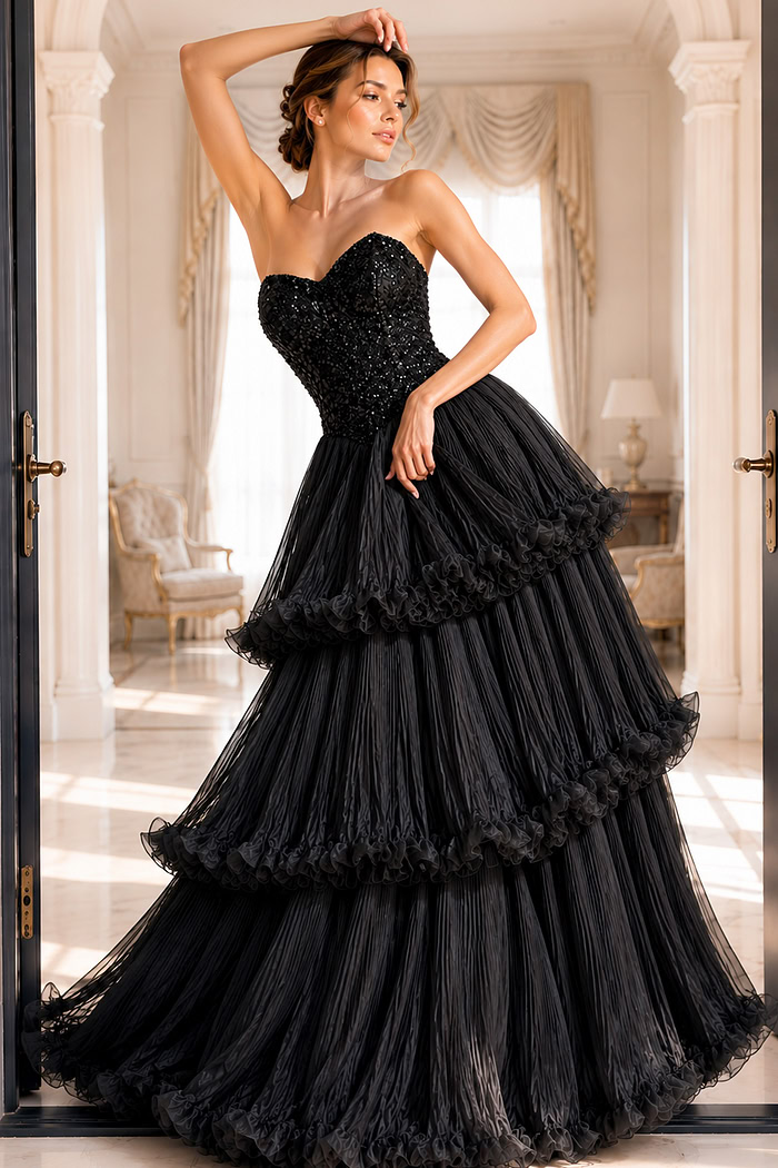 black corset bodice embellished dress 48948