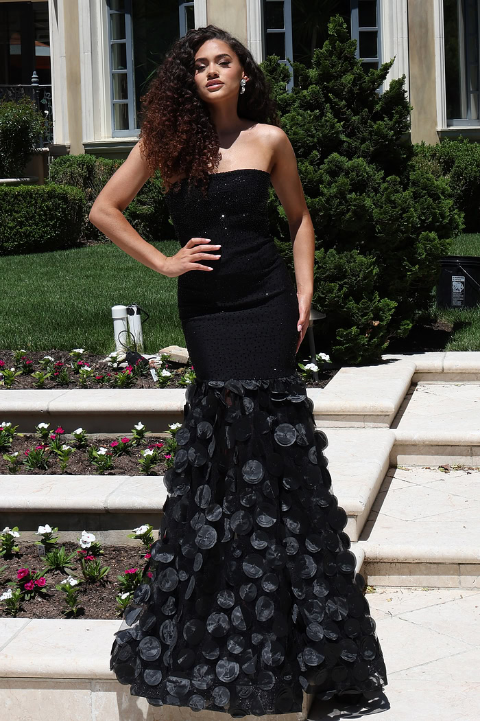 strapless beaded mermaid gown