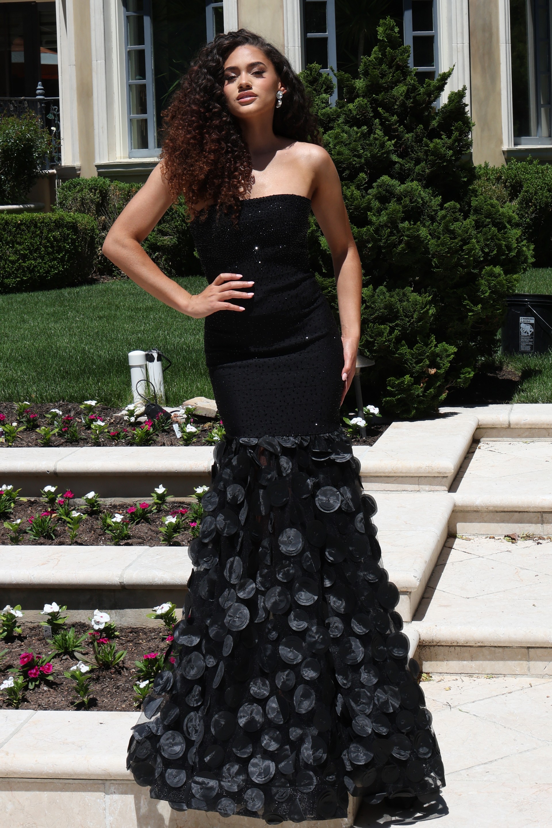 strapless beaded mermaid gown
