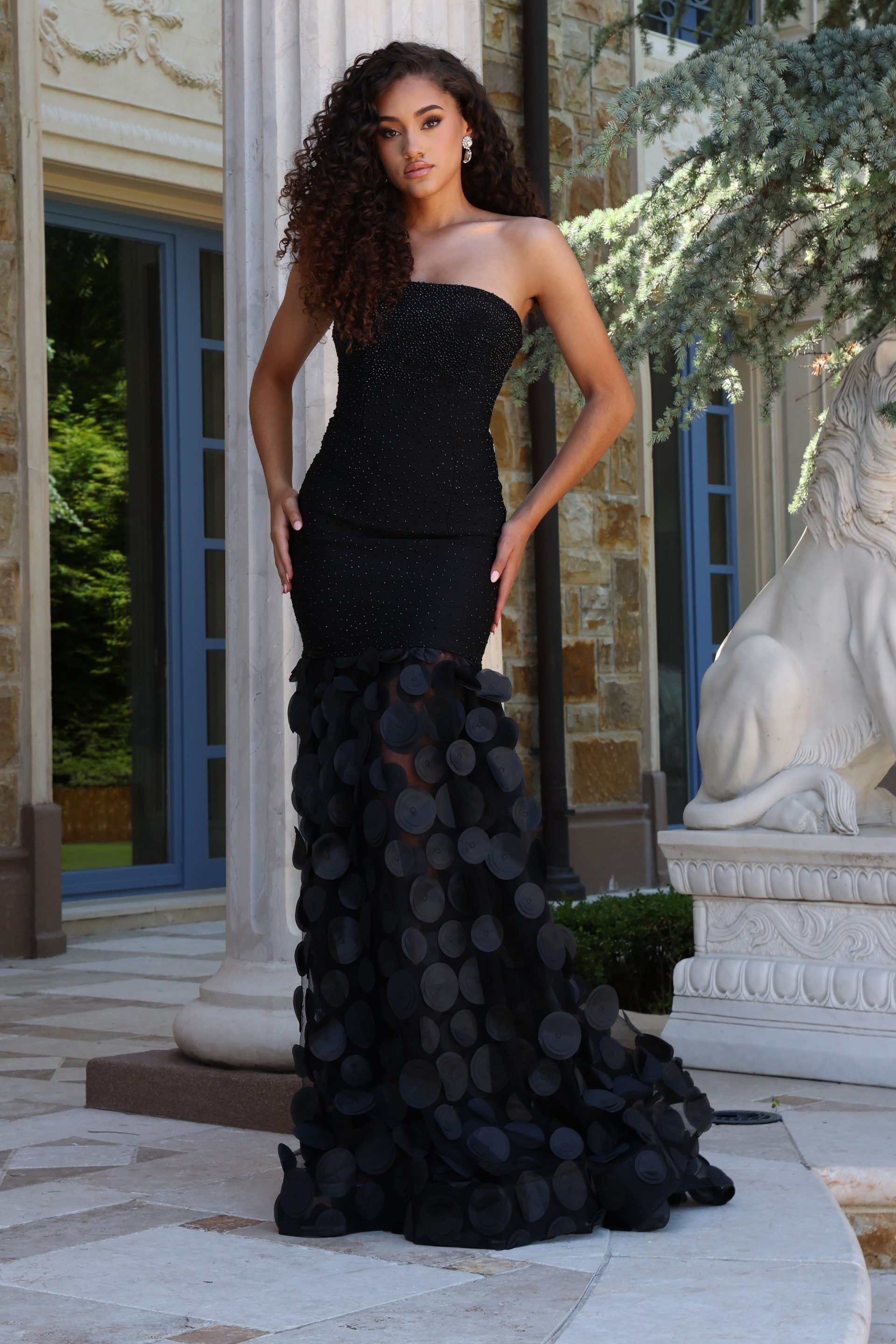 strapless beaded mermaid gown