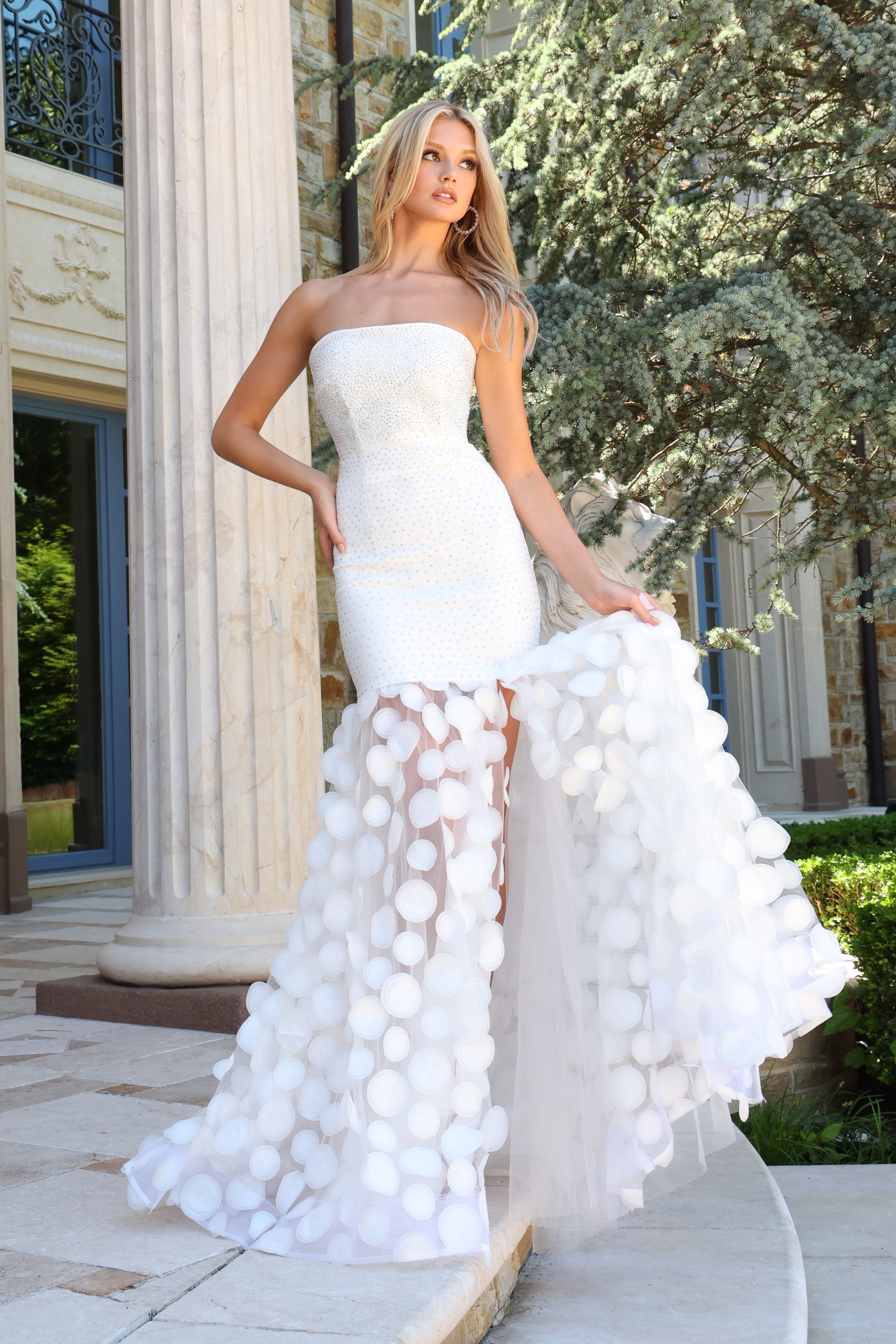 strapless beaded mermaid gown